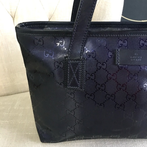 Gucci authentic tote bag navy imprime coated canvas - Picture 3 of 16